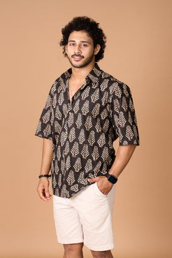 Leaf Block Fabric Collar Shirt - Men