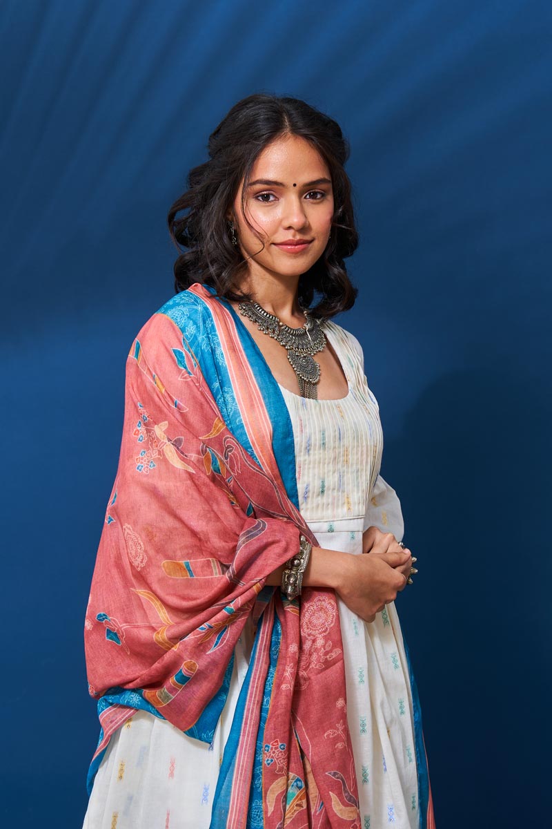 Off-white peplum dhoti set made with soft cotton