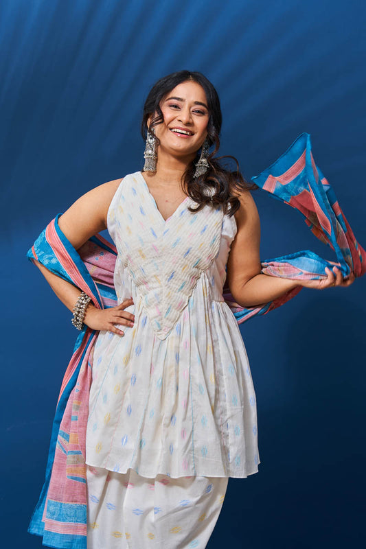 Sahaj, Off-white dhoti set 