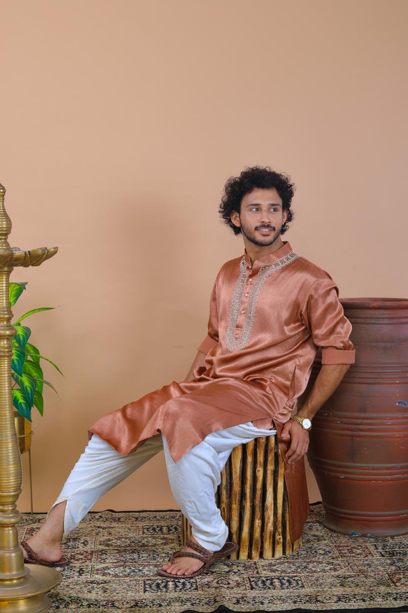 Men's traditional brown kurta  set