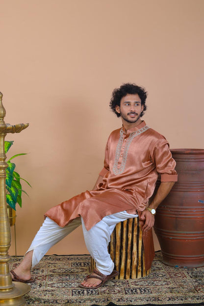 Men's traditional brown kurta  set
