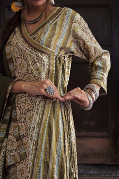 Gajara - Olive Long Kurta Close Up