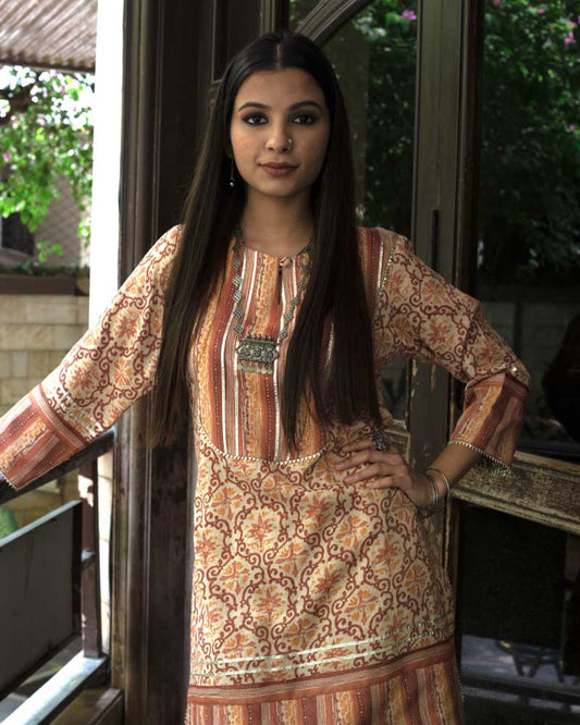 Pacheli, Peach Long Kurta Top