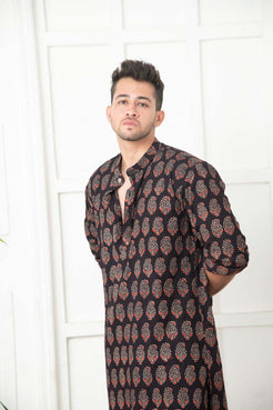 Paisley Block Kurta for men - Top