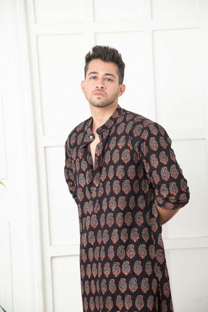 Paisley Block Kurta for men - Top