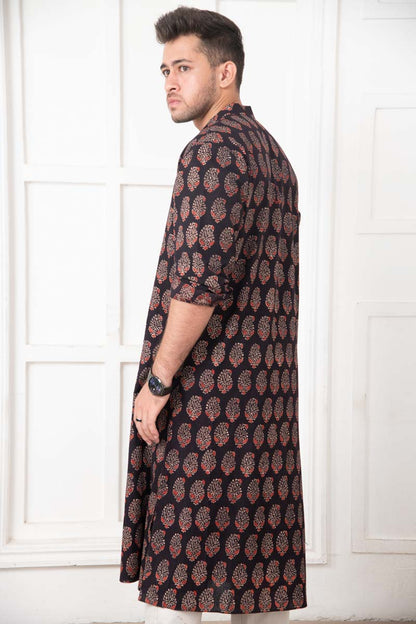 Paisley Block Kurta for men - Back