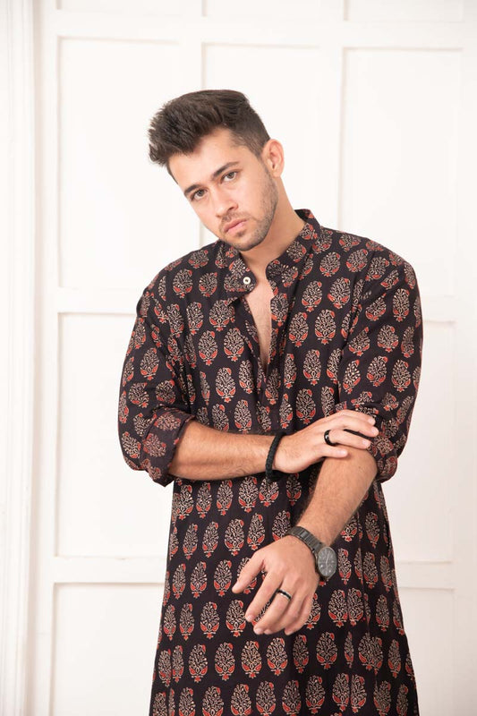 Paisley Block Kurta for men