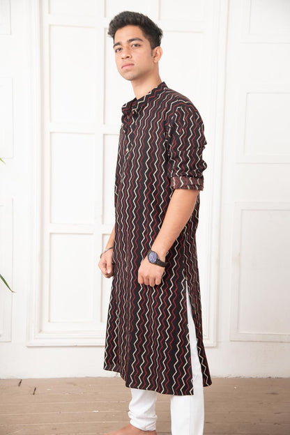 Zigzag Block Kurta for men