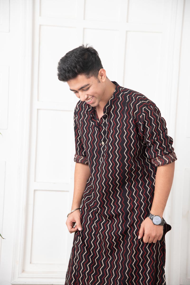 Zigzag Block Kurta - Top